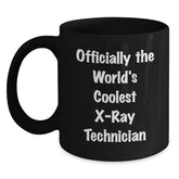 Funny X-Ray Technician Gifts from Friends for Christmas Unique Mugs, Officially The World's Coolest X-ray Technician Black Coffee Mug, X-Ray Technician Lover - Main